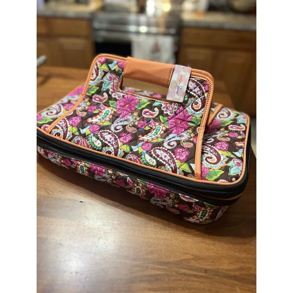Rosen Blue QP801 Quilted Casserole Carrier Pink, Brown Paisley Thermal NWT NEW